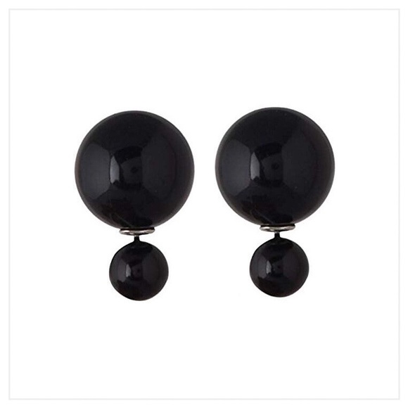 DOUBLE BALL POST EARRINGS - Picture 2 of 6